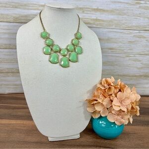 CHARMING CHARLIE Women's Mint Green and Gold Tone Statement Bib Necklace